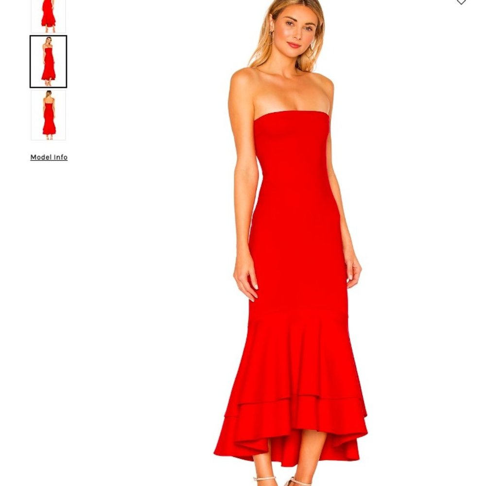 Lovers + Friends Strapless Red Midi Dress